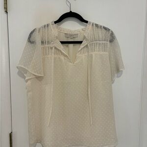 LOFT Women's Ivory Sheer Top